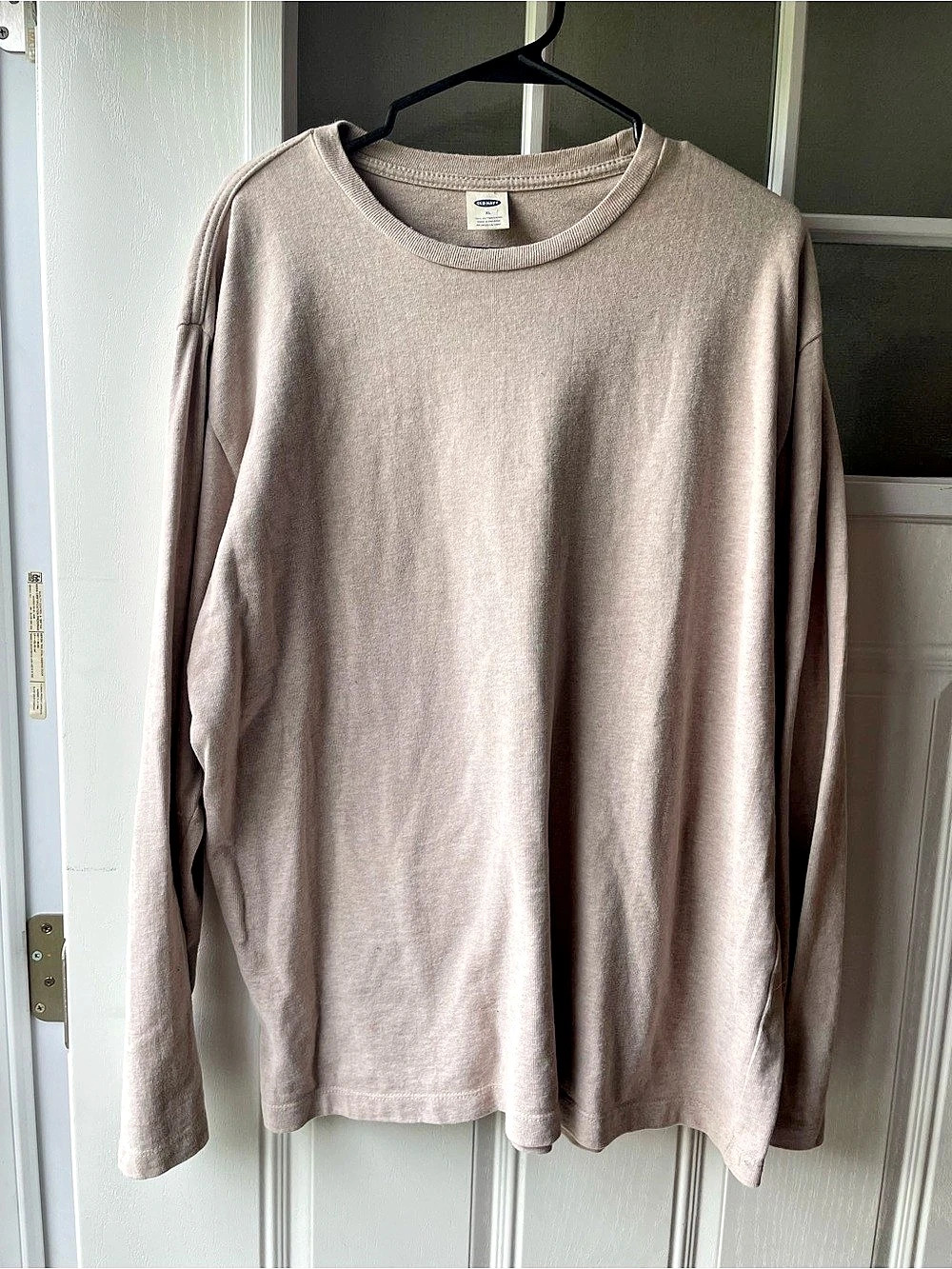 Vintage 2003 Old Navy Beige Crewneck Long Sleeve Shirt Y2K Size XL